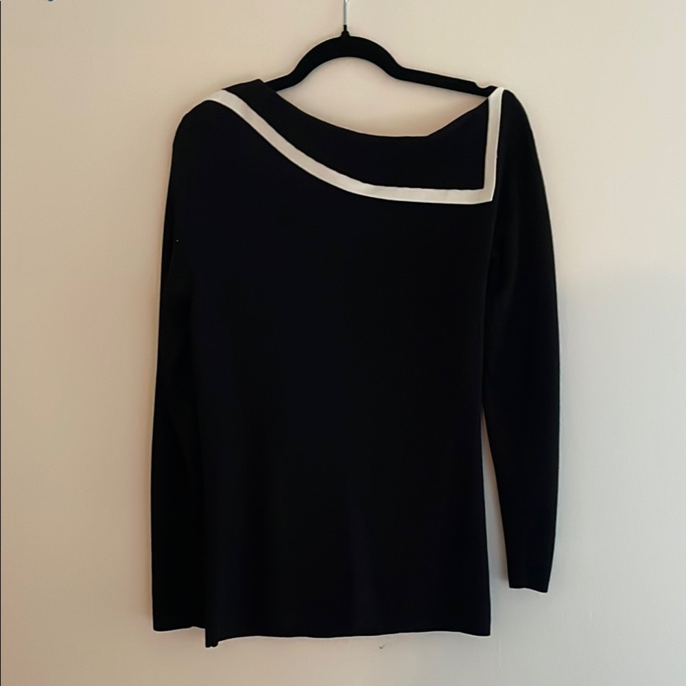 NEW! INC Black Sweater with White Trim